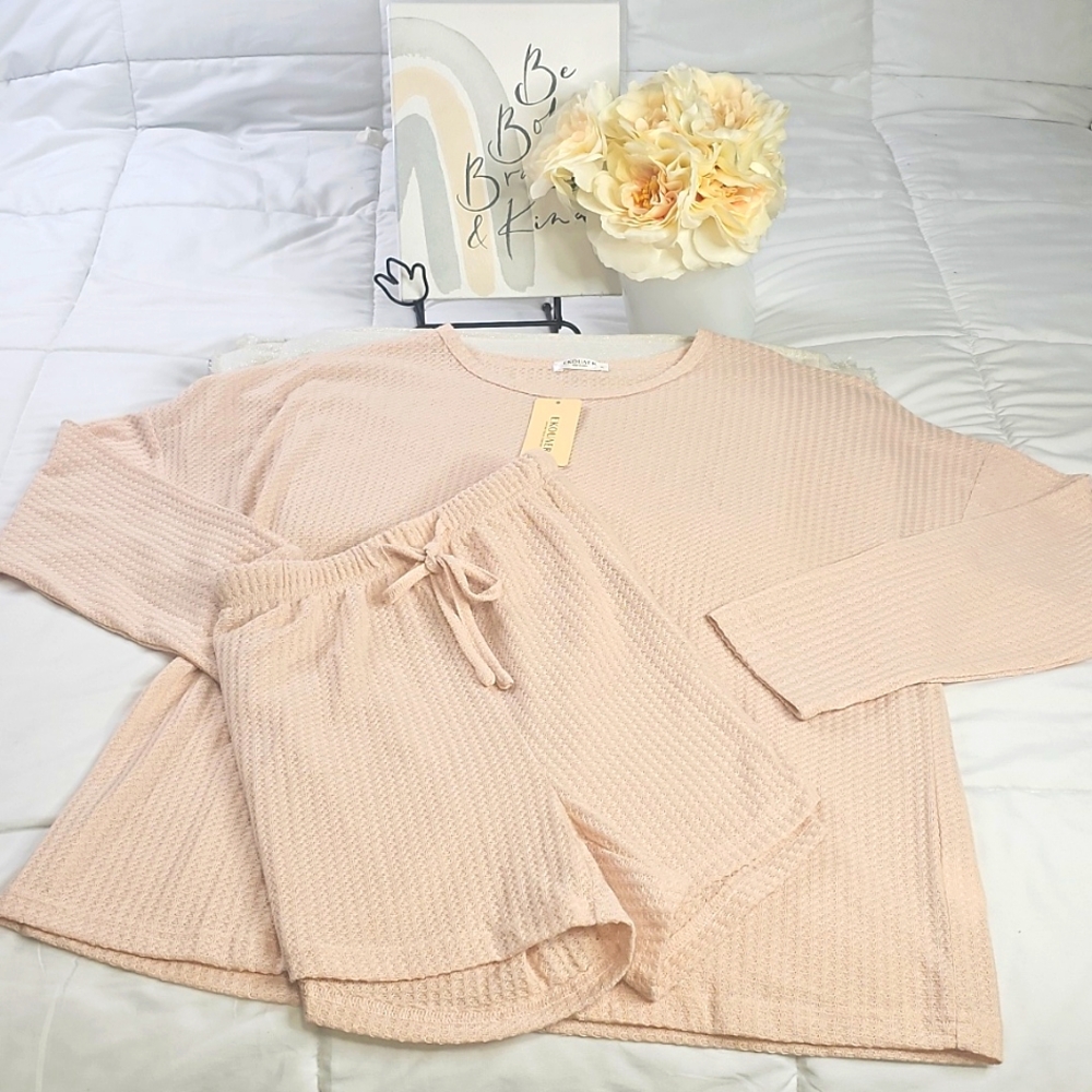 Pajamas Sets Peach Loungewear Elegant Wear Vacation ResortWear - Picture 5 of 13